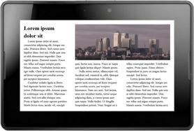 A three-columned article with an image spanning two columns in the top right corner.